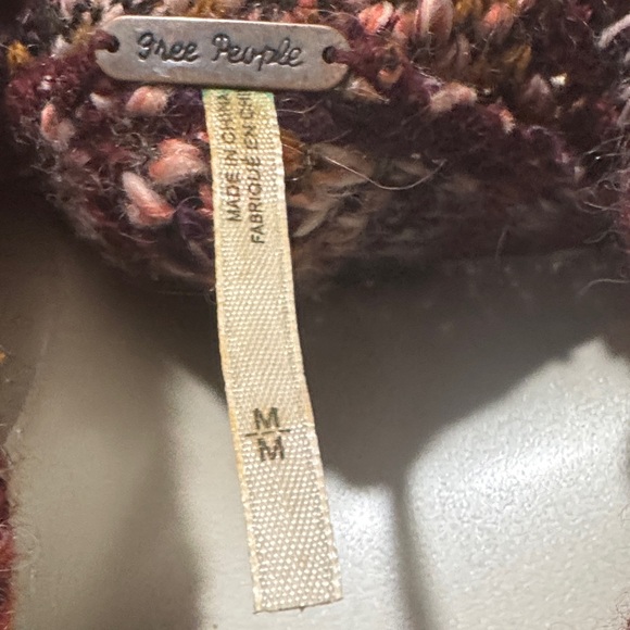 Free People Knit Alpaca & Wool  Burgundy Fringed Cardigan, Sz Medium - Picture 16 of 16